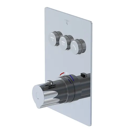 Steinberg Série 390 robinet de douche/bain, thermostat encastré 3/4, avec pushtronic, 3 consommateurs