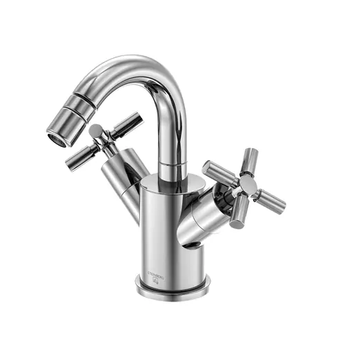 Steinberg Série 250 robinetterie de bidet, à deux poignées, avec vidage, saillie 115mm