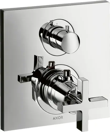 hansgrohe AXOR Citterio thermostat encastré avec vanne d‘arrêt/changeur, poignées transversales, 2 consommateurs