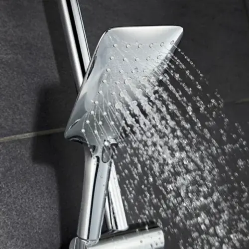 Douchette à main design HSK AquaSwitch Softcube, avec flexible de douche, chromé