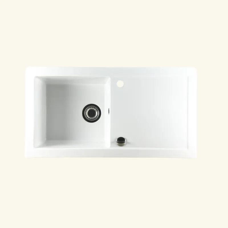 Evier céramique blanc GASPARD 1 bac 1 égouttoir