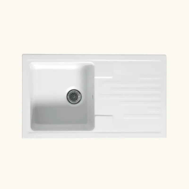 Evier céramique blanc Ewi AGLAE 1 bac 1 égouttoir