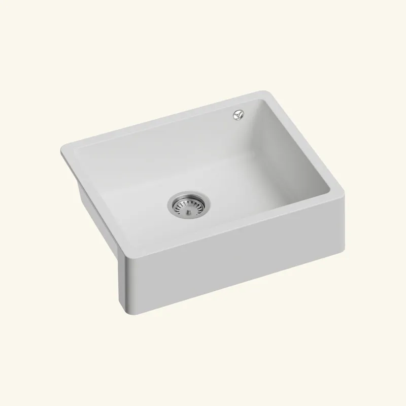 Évier timbre d‘office sous-plan Kümbad SWAN granit blanc 1 bac
