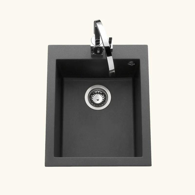 Évier granit noir moucheté Luisina QUADRILLE 1 bac 410x500