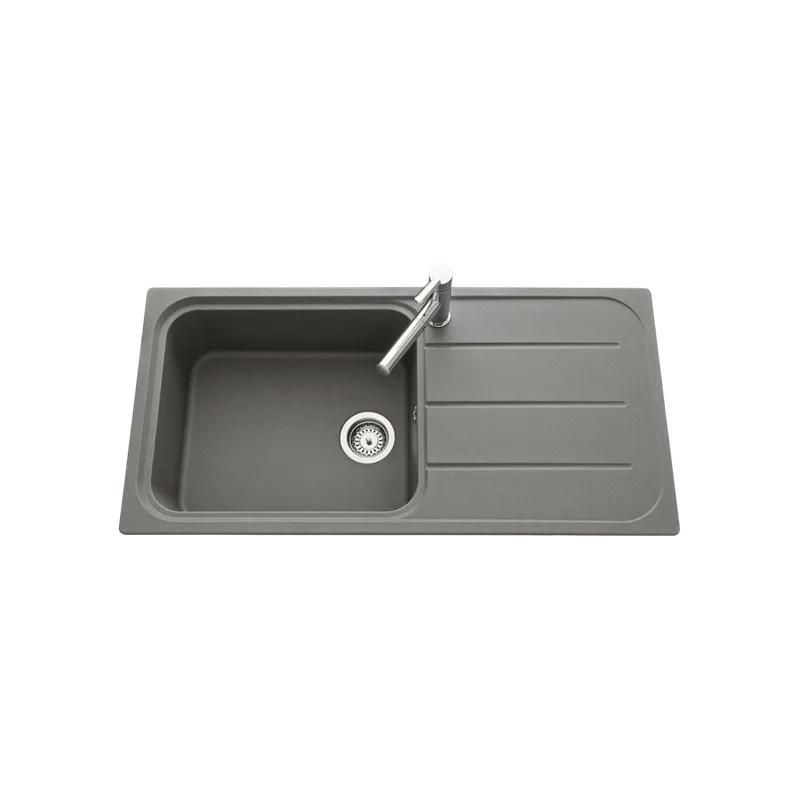 Évier granit gris Ewi OGLIO 1 grand bac 1 égouttoir