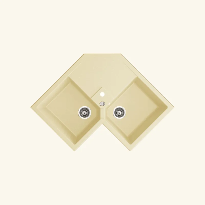 Evier d‘angle granit beige Kümbad VOZ 2 bacs