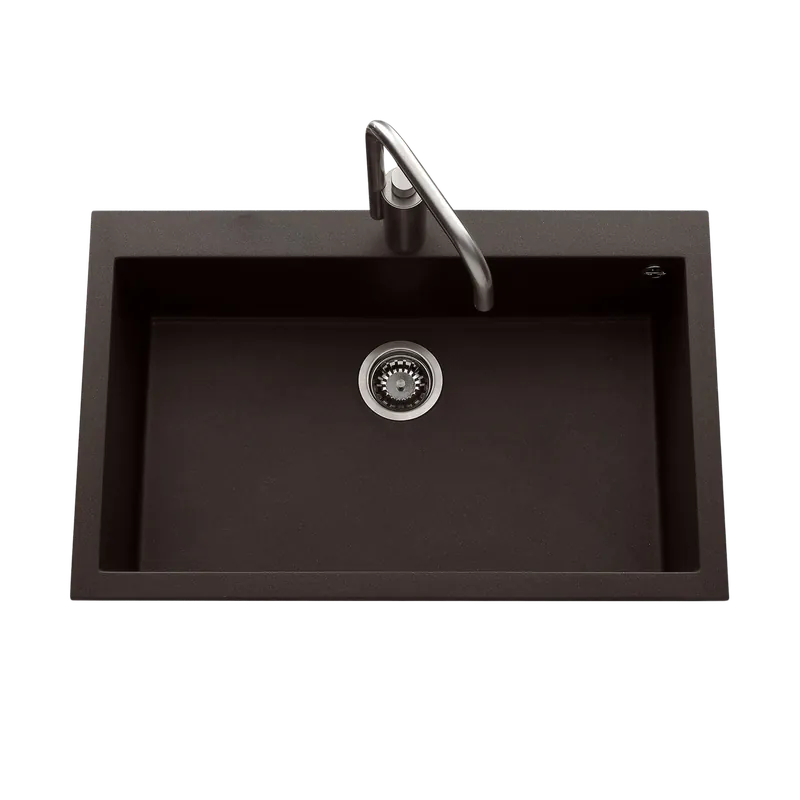 Évier granit noir moucheté Luisina QUADRILLE 1 bac 790x500