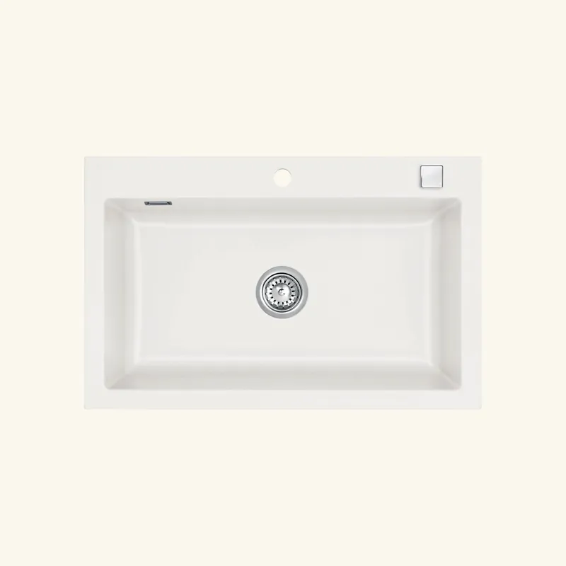 Évier céramique blanc brillant Systemceram MERA 1 bac 800x510 mm