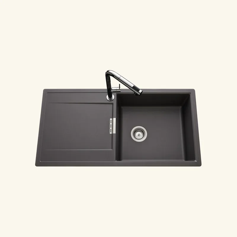 Évier granit gris anthracite Luisina FORTE 1 grand bac 1 égouttoir