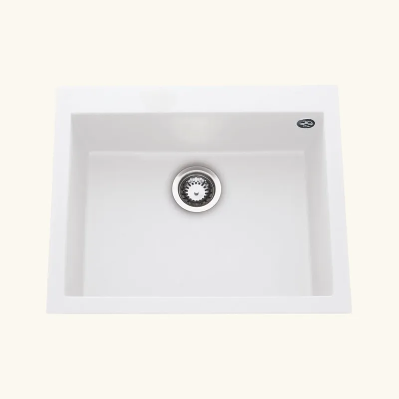 Évier granit blanc Luisina QUADRILLE 1 bac 570x500