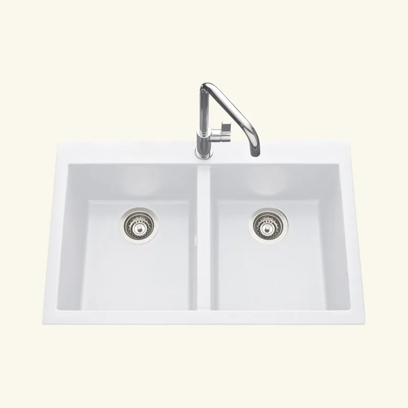 Évier granit blanc Luisina QUADRILLE 2 bacs