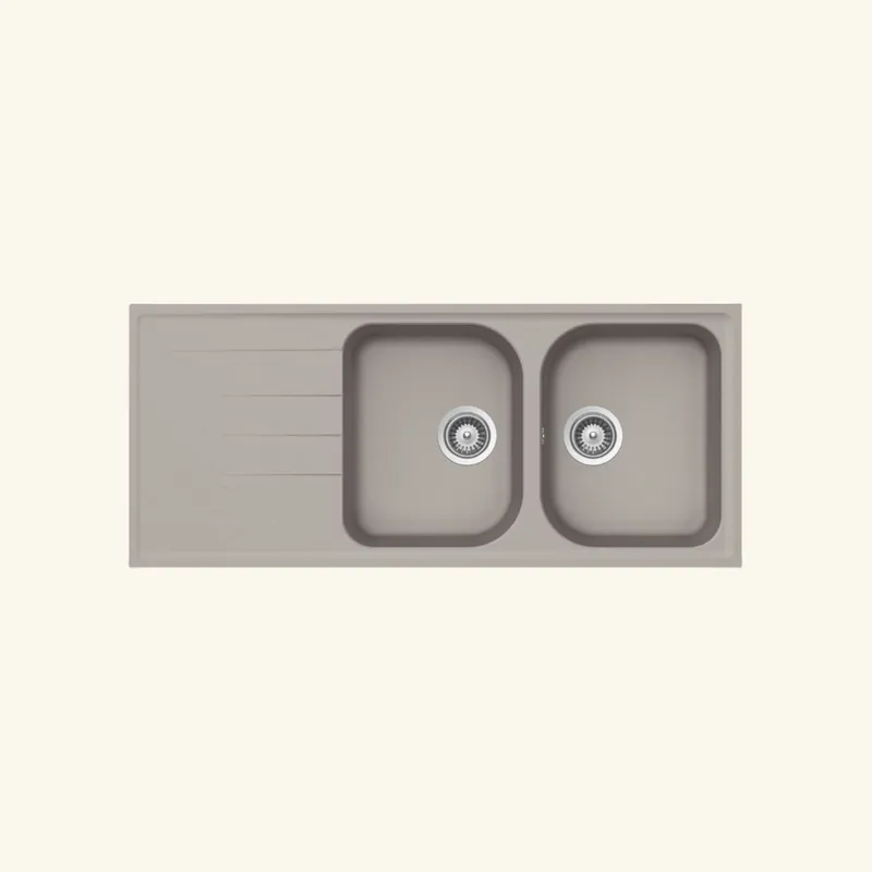 Évier granit gris béton Schock VIOLA 2 bacs 1 égouttoir