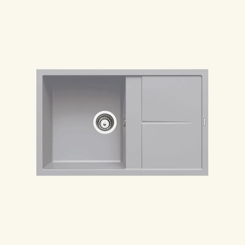 Evier granit gris métal Luisina MAESTOSO 1 bac 1 égouttoir