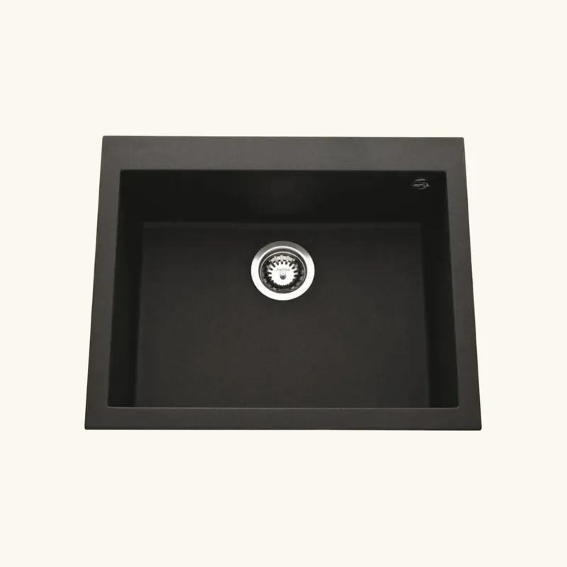 Évier granit noir moucheté Luisina QUADRILLE 1 bac 570x500