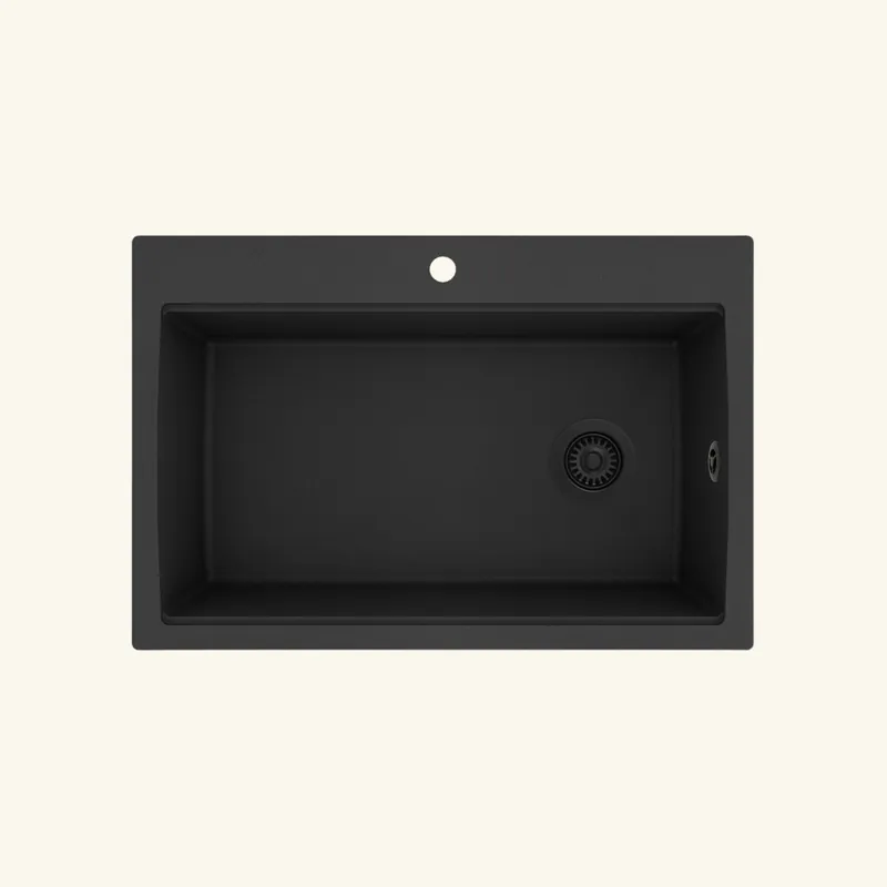 Evier granit Turtl Helika LARGUS noir 1 bac XL 840x560