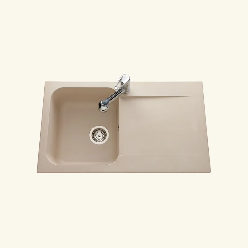 Évier résine beige moucheté Ewi ZIGGY 1 bac 1 égouttoir