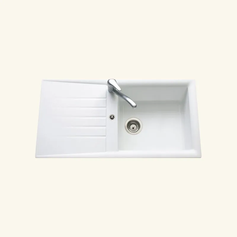 Évier résine blanc Ewi EMERAUDE 1 grand bac 1 égouttoir