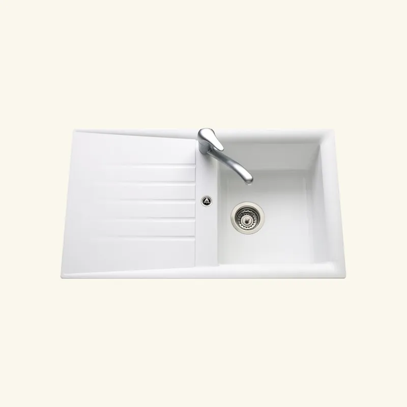 Évier résine blanc Ewi EMERAUDE 1 bac 1 égouttoir