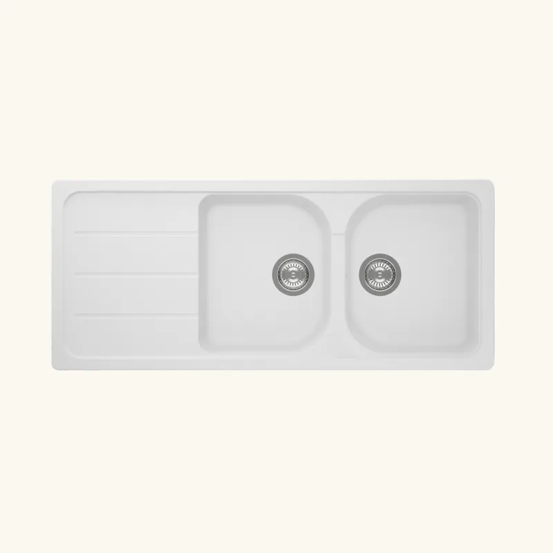 Évier granit blanc Schock FORMHAUS 2 bacs 1 égouttoir