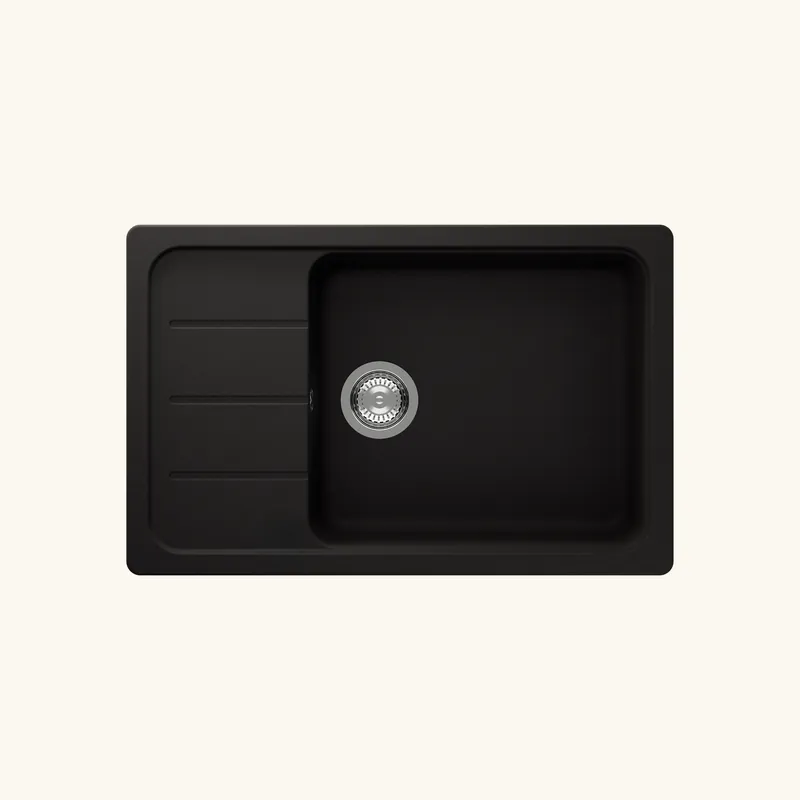 Evier granit noir Shock FORMHAUS 1 grand bac - 1 petit égouttoir