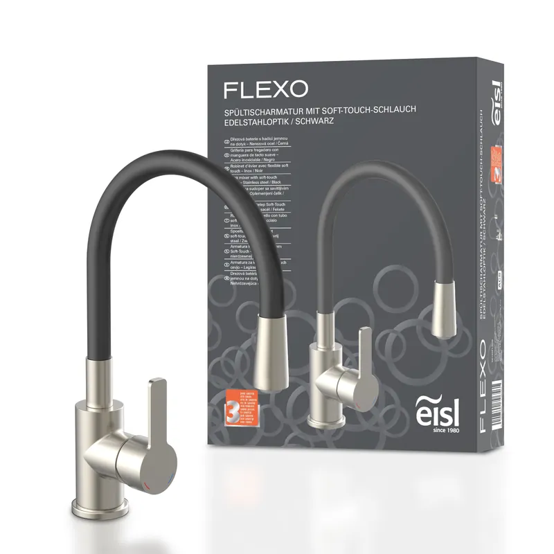 Robinet rabattable noir et inox Eisl FLEXO