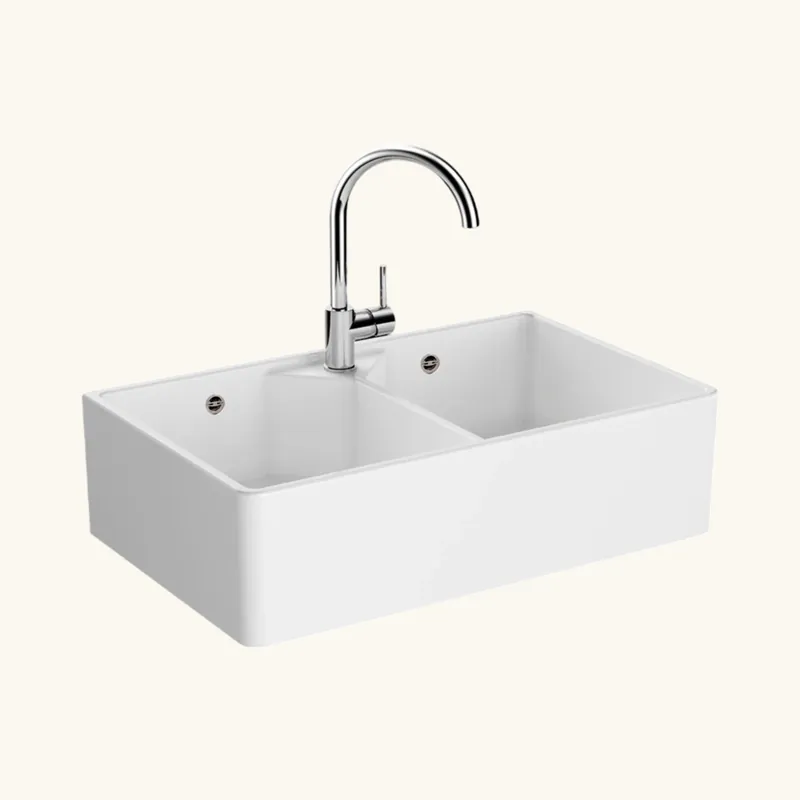 Évier timbre d‘office céramique blanc VitrA BELFAST 2 bacs