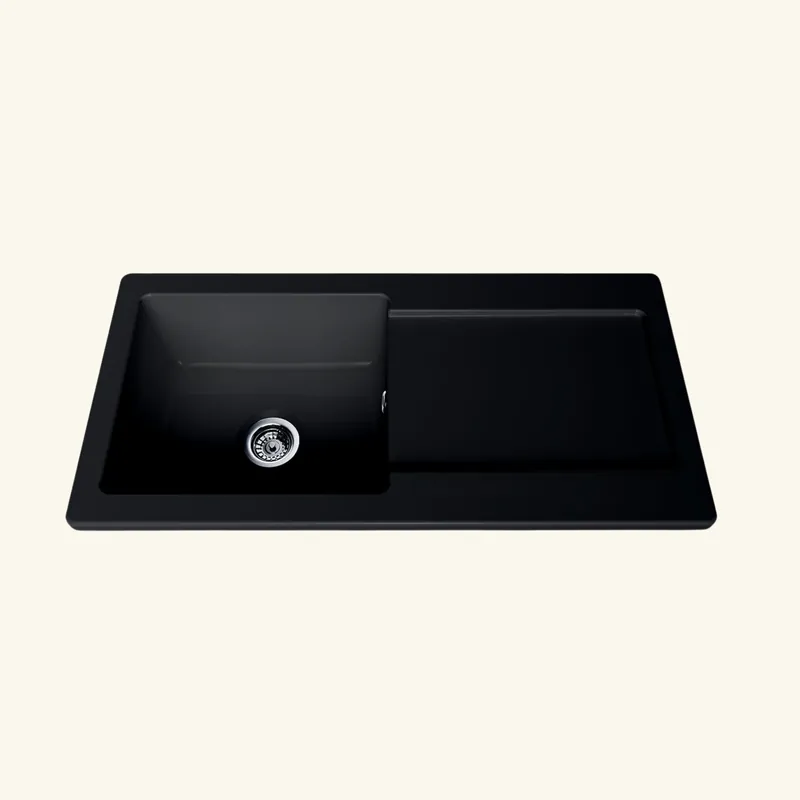 Évier céramique noir mat VitrA ARKITEKT 1 grand bac 1 égouttoir