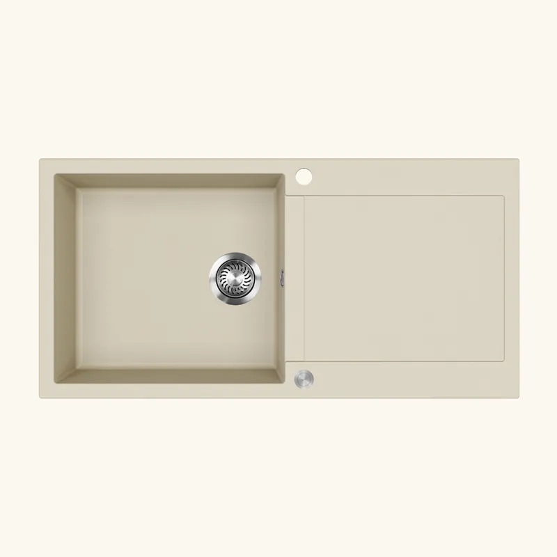 Evier granit beige Helika TESIS 1 grand bac - 1 égouttoir