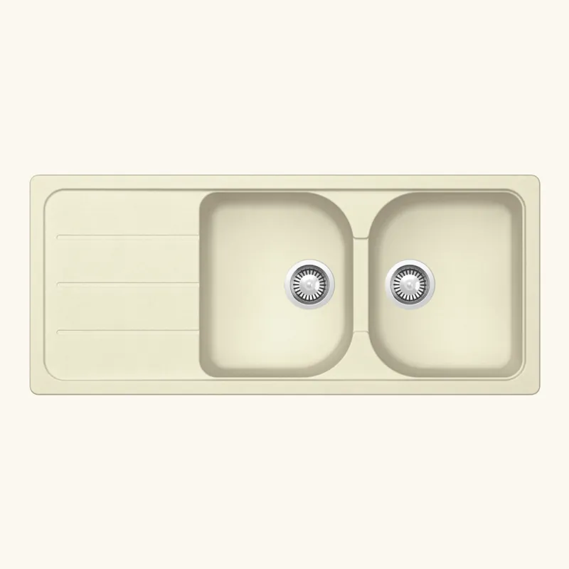 Évier granit beige vanille Schock FORMHAUS 2 bacs 1 égouttoir