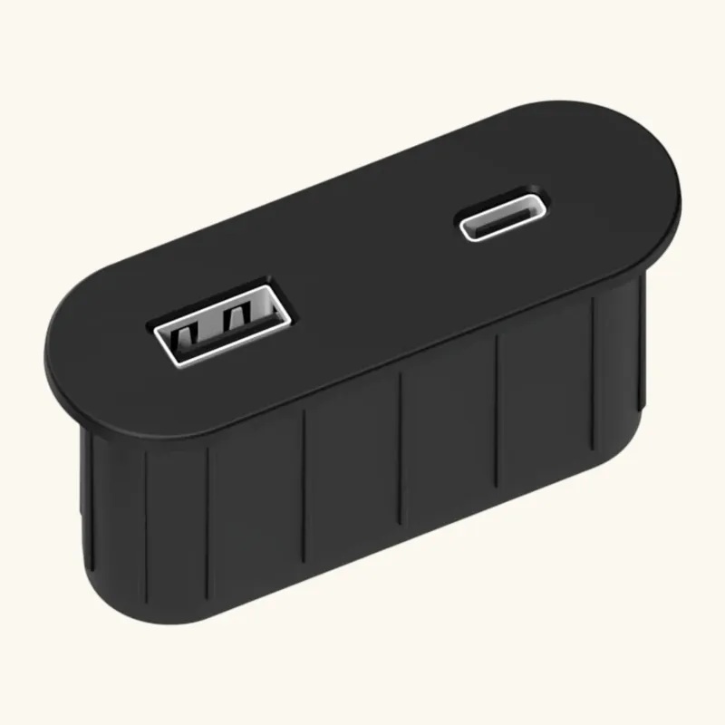 Prise USB murale ARCHEA 1 prise USB C + 1 USB-A - Prise ovale encastrable noir