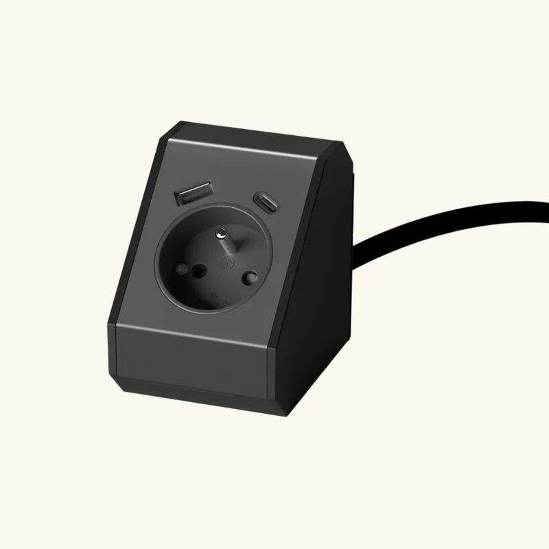 Prise d‘angle cuisine TETRIS - Triple prise - 1 prise + 1 prise USB-A + 1 prise USB-C