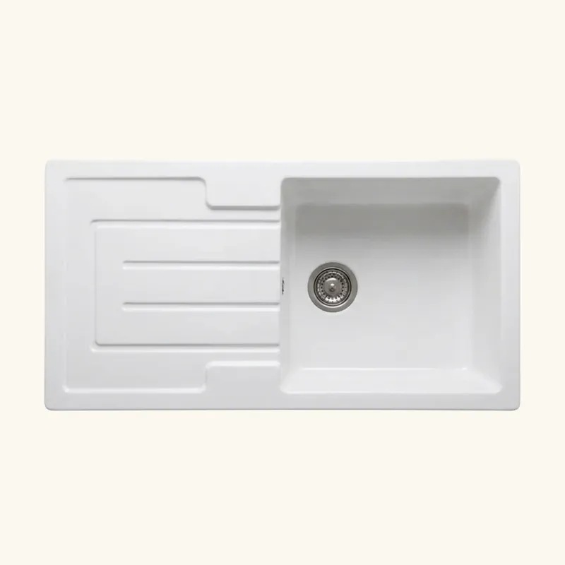 Evier céramique blanc Sanindusa RENO 1 grand bac 1 égouttoir