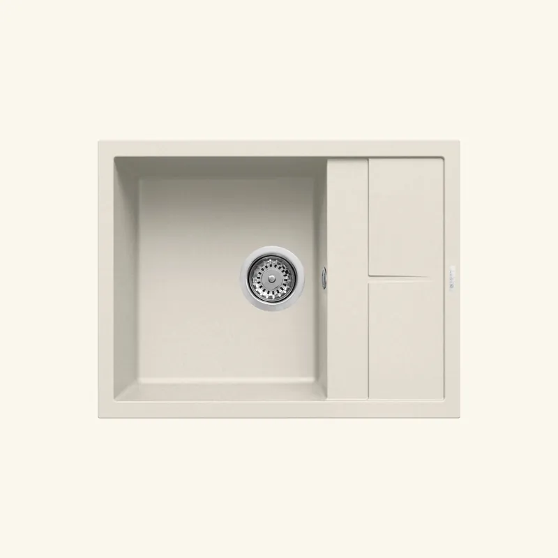 Evier granit beige Luisina MAESTOSO 1 bac 1 petit égouttoir
