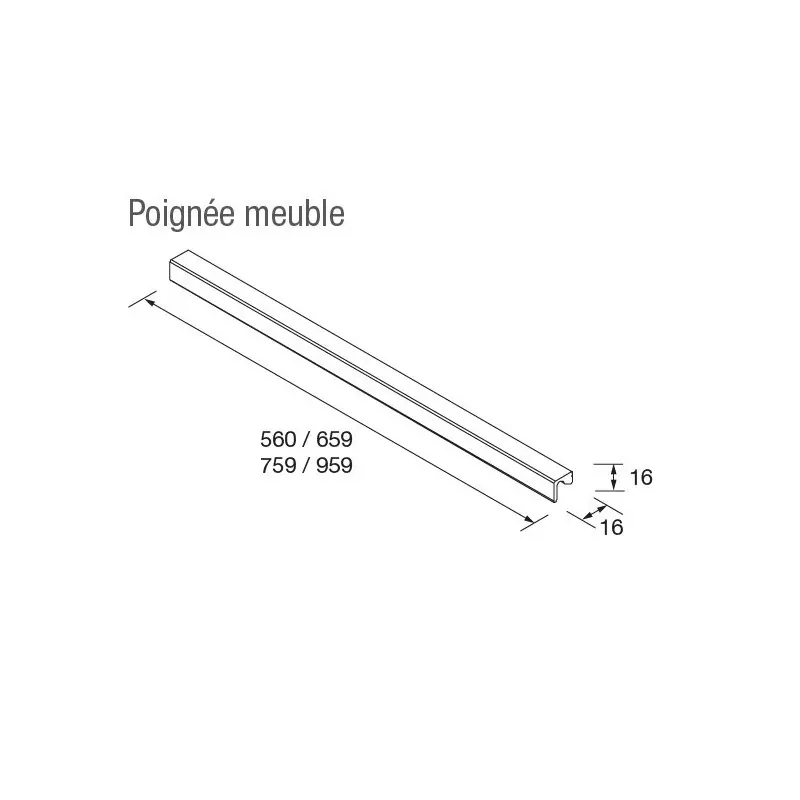 Poignées anodisées brillantes pour meuble ATTILA 2 et 3 tiroirs en 100 cm réf 87487 SALGAR