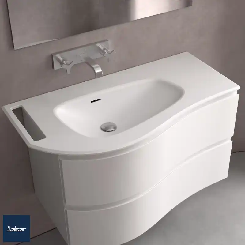 Porte-serviettes intégré à la table vasque MAM Solid Surface SALGAR