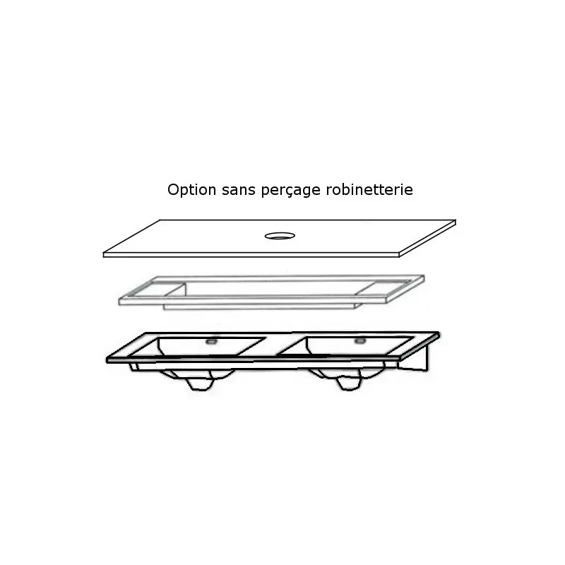 Option SANIJURA - Table vasque ou plan vasque non percés pour les robinetteries réf SANISSPERCAGE