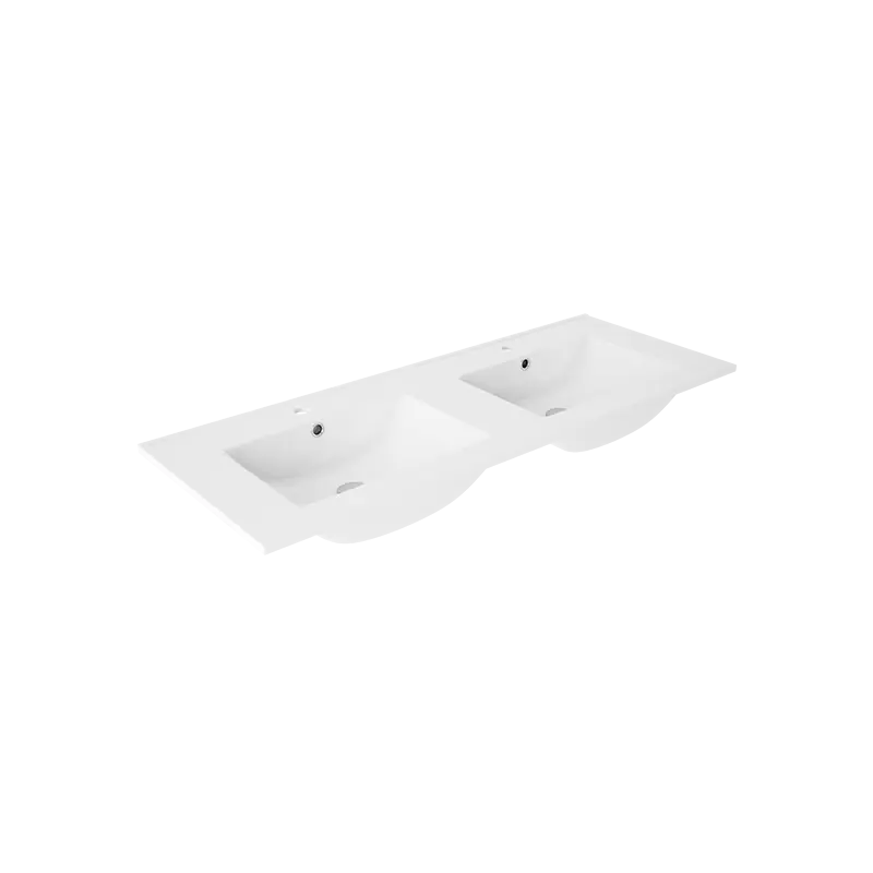 Double vasque céramique de 120 cm Flat blanc brillant réf 80047 VisoBath