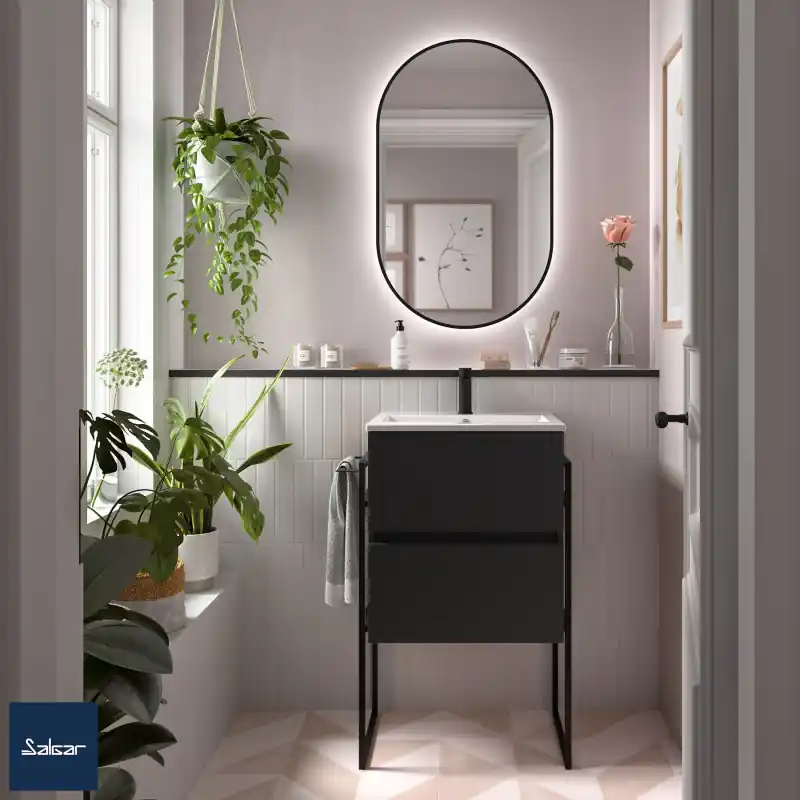Meuble FUSSION Black Velvet 2 tiroirs 50 cm réf 96679 SALGAR