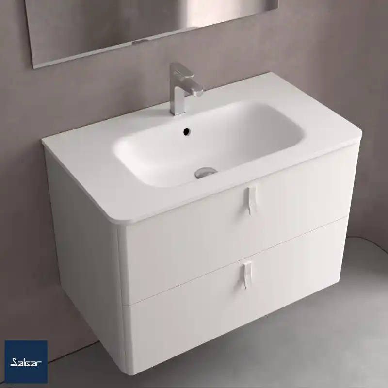 Vasque UNIIQ 60 cm en MineralSolid, blanc mat réf 97058 SALGAR