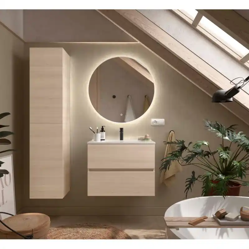 Meuble FUSSION Chêne Sienna 2 tiroirs 70 cm réf 119558 SALGAR