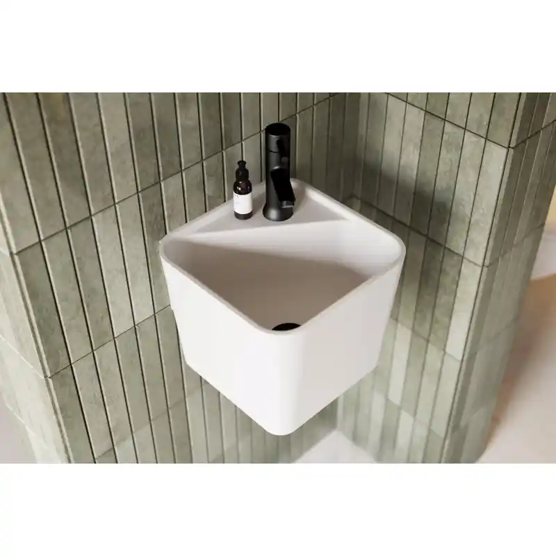 Lave main SOURCE carré blanc mat accéssoire noir ref 140123 Sanijura