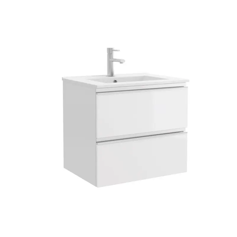 Meuble 2 tiroirs SPIRIT sans poignée de 60 cm blanc brillant réf 26814 Salgar