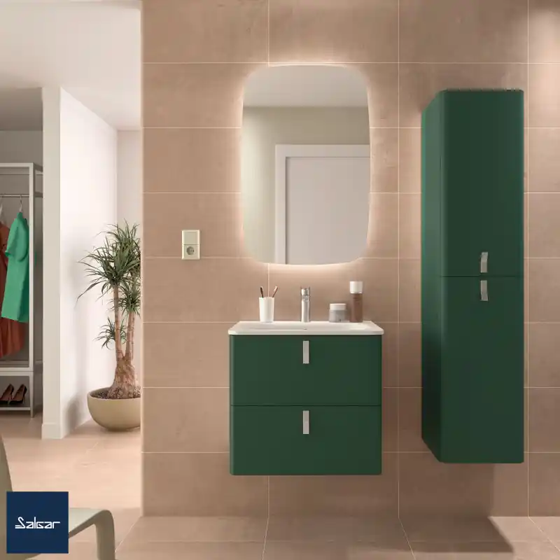 Meuble UNIIQ 60 cm 2 tiroirs Royal Green réf 96619 SALGAR