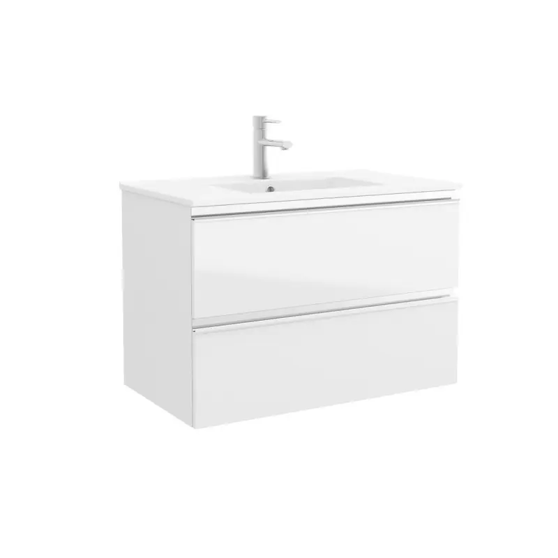 Meuble 2 tiroirs SPIRIT sans poignée de 90 cm blanc brillant réf 90943 Salgar