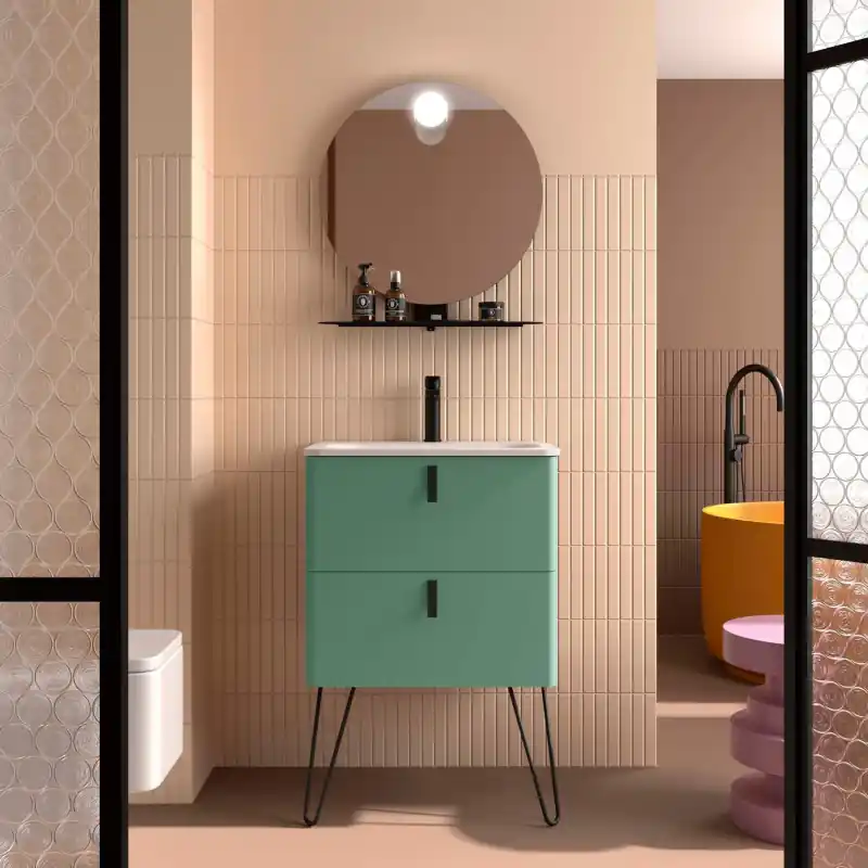 Meuble UNIIQ 80 cm 2 tiroirs Dusty Teal réf 119883 SALGAR