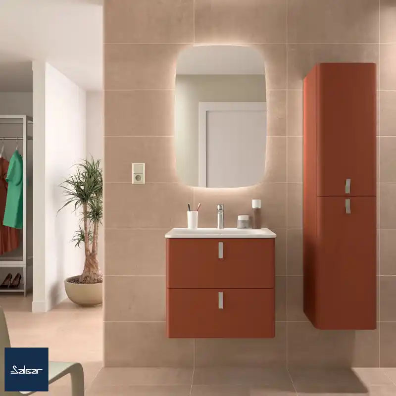 Meuble UNIIQ 80 cm 2 tiroirs Terracota réf 96633 SALGAR