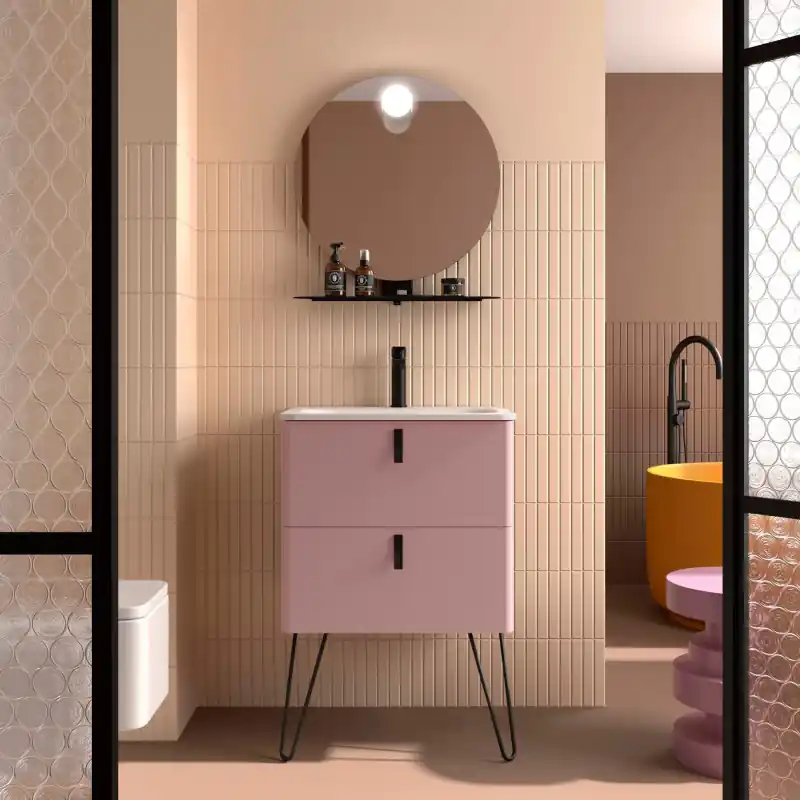 Meuble UNIIQ 80 cm 2 tiroirs Blush Pink réf 119873 SALGAR