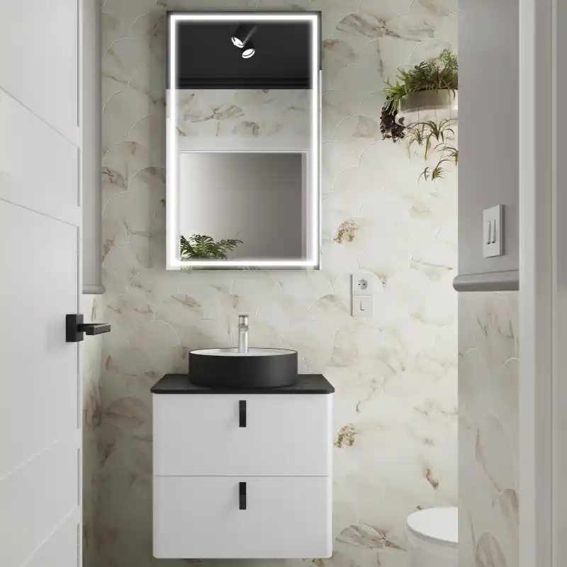 Meuble UNIIQ 80 cm 2 tiroirs blanc mat réf 96620 SALGAR
