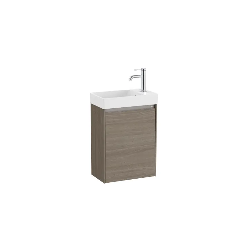 Meuble Ona Unik compact 1 porte + lave-mains en finecramic 450mm orme foncé réf A851678511 ROCA