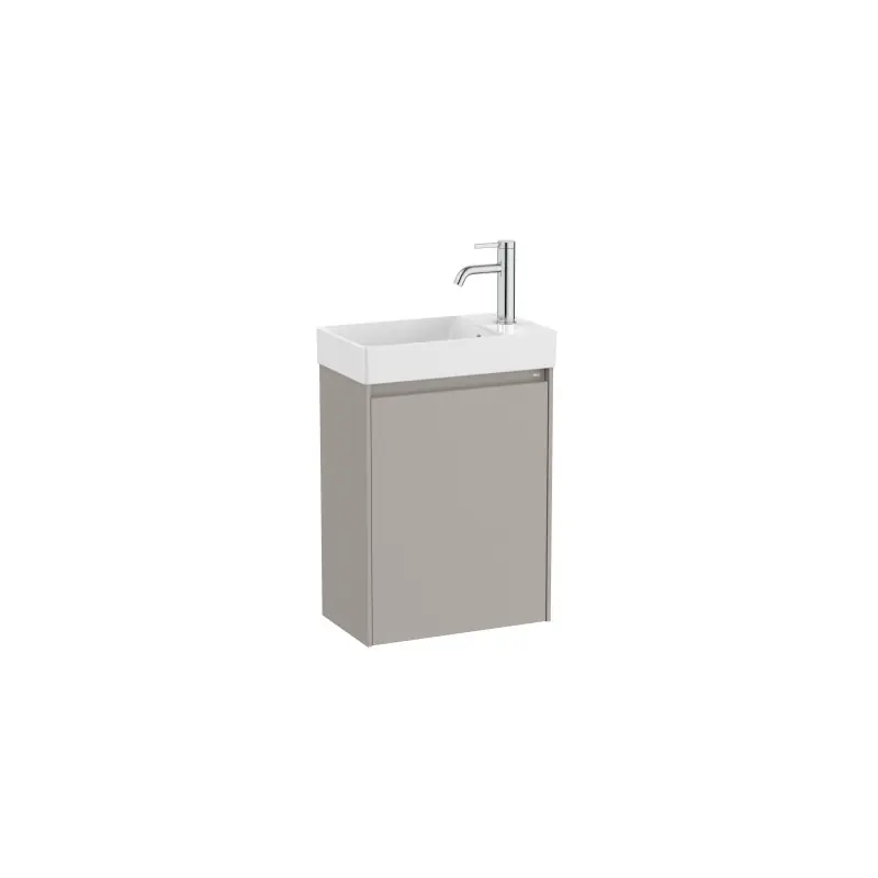 Meuble Ona Unik compact 1 porte + lave-mains en finecramic 450mm gris mat réf A851678510 ROCA